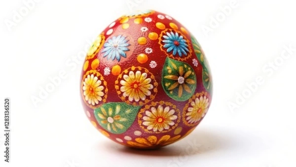 Fototapeta Decorated Egg on White Background