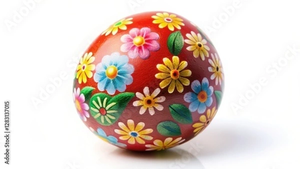 Fototapeta Decorated Easter Egg on White Background