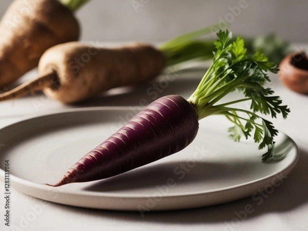 Obraz Organic Purple Carrot Close-Up – Smooth Texture & Vibrant Color Details