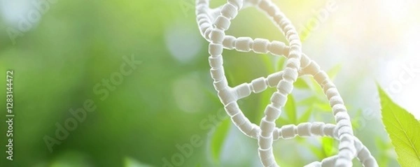 Fototapeta DNA Helix Intertwined with Nature, Symbolizing Genetic Connection and Biological Harmony in a Lush Environment