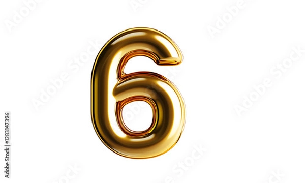 Obraz PNG 3d golden font number 6