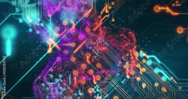 Obraz Digital human head and circuit board, artificial intelligence image