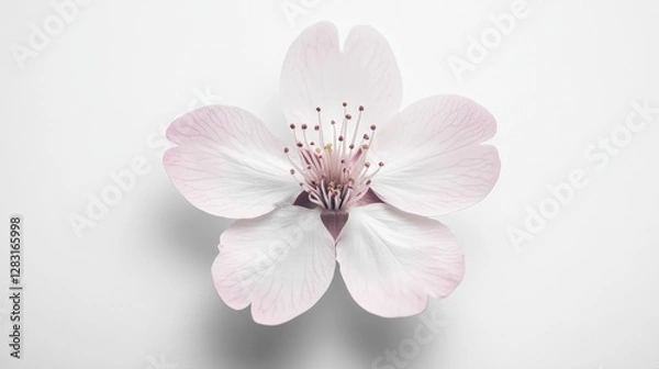 Fototapeta A delicate pink and white flower displayed on a minimalist background.