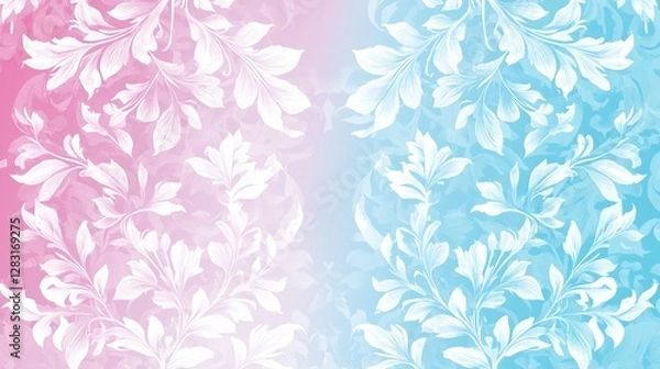 Fototapeta Pastel floral gradient design, leaf pattern, background, texture, website