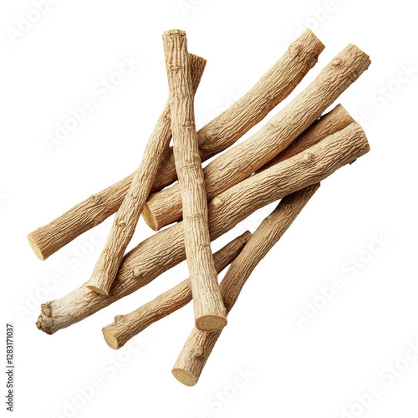Obraz Ashwagandha roots stacked on a Transparent Background