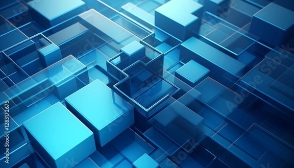 Fototapeta abstract blue background with cubes squares