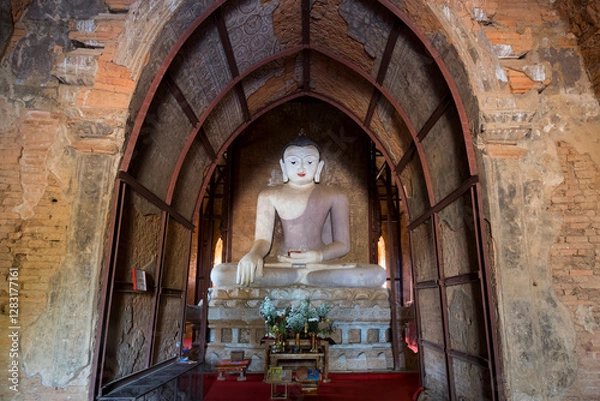 Fototapeta The First Sermon Posture, principle Buddha image of  Myay Bon Thar Hla Pagoda Complex, Nyaungu city, Myanmar