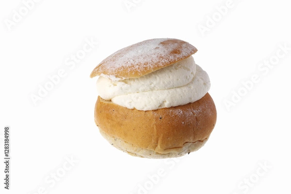Obraz Swedish traditional semla, a shrove bun isolated on white background.