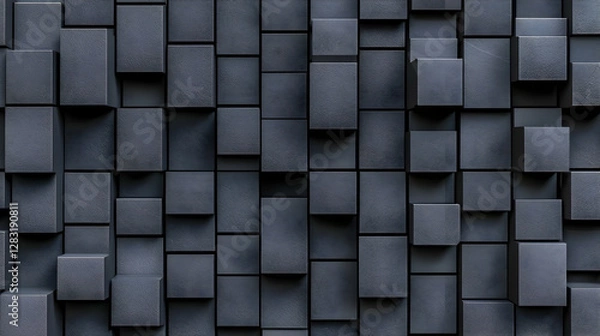 Fototapeta Abstract Gray Cube Wall with Random Arrangement and Geometric Pattern Texture