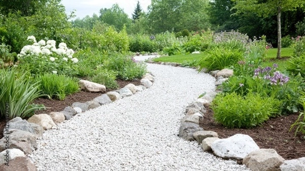 Obraz Winding Gravel Pathway Through Garden