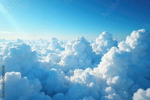 Fototapeta Undulating stratocumulus clouds across the blue horizon, open, curve, flow