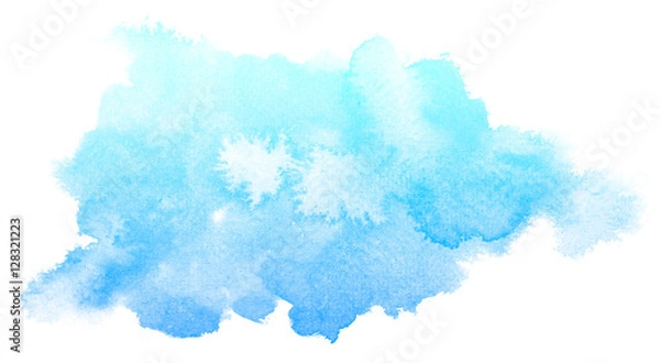 Obraz Abstract blue watercolor on white background.The color splashing on the paper.It is a hand drawn.