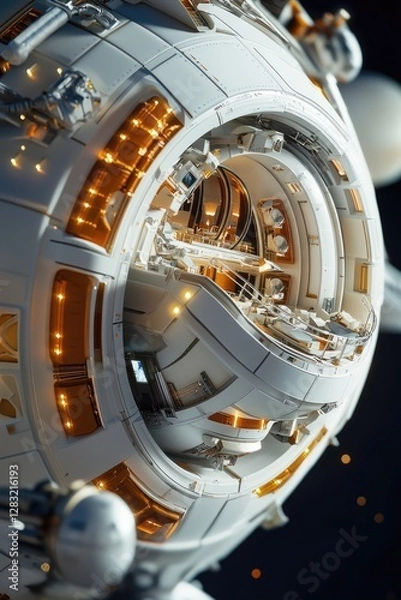 Fototapeta A detailed view of a model space station