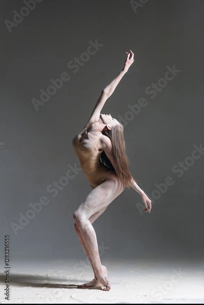 Obraz Dancing in flour dancer posing on a studio background