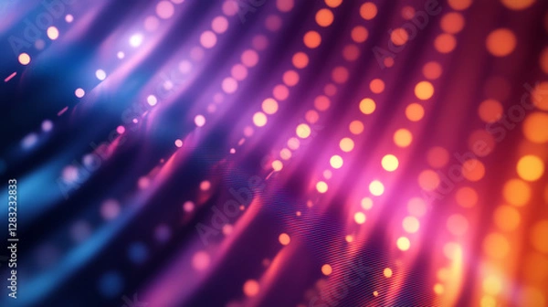 Fototapeta A vibrant abstract background featuring wavy lines and glowing dots