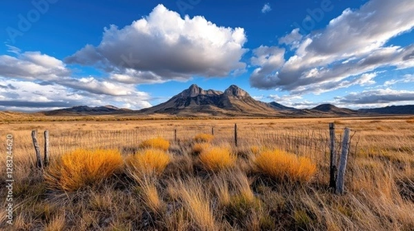 Obraz Mountain Vista over Golden Field