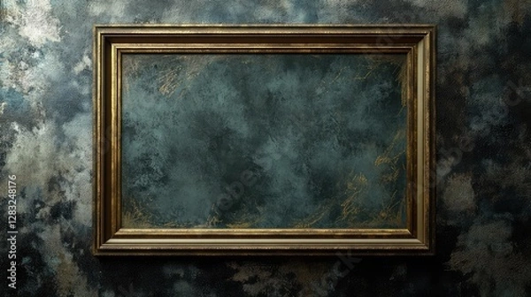 Fototapeta Antique gold frame with a slightly distressed look, placed over a textured canvas background. No text, no people.