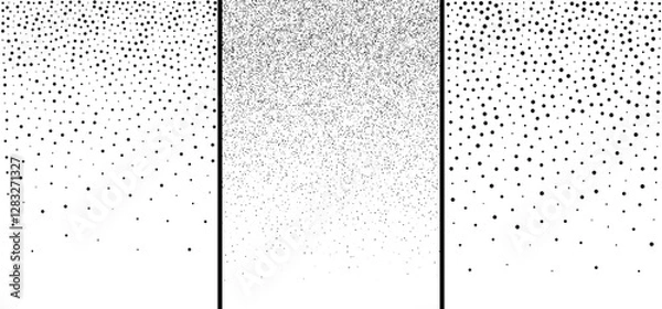 Fototapeta Halftone patterns. Set of abstract gradient circle dots backgrounds. A4 paper size. Vector illustration.