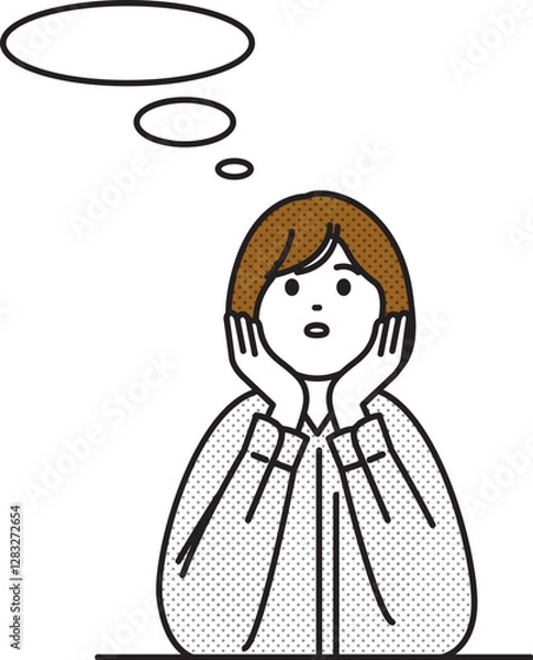 Obraz ぼんやりと想像にふける女性