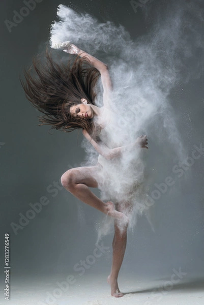 Obraz Dancing in flour dancer posing on a studio background
