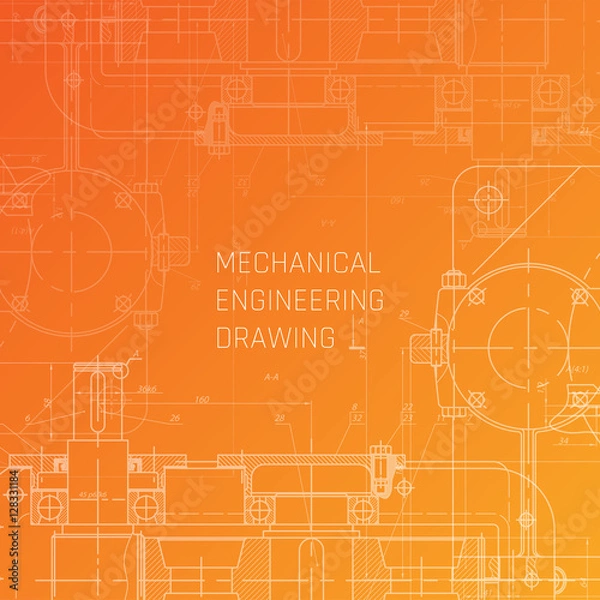 Obraz Mechanical Engineering drawing. Engineering Drawing Background. Blueprint vector.