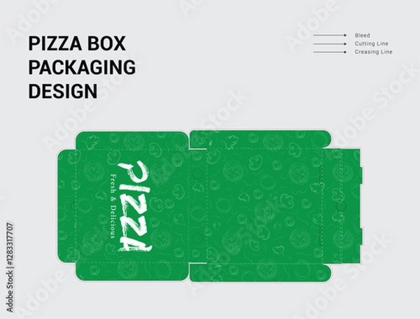Fototapeta Pizza Box Design, Pizza Packaging Design, Pizza Box Design Template, Ready For Print.