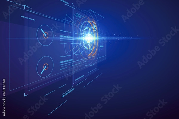 Fototapeta Three-dimensional interface technology, science fiction scene.