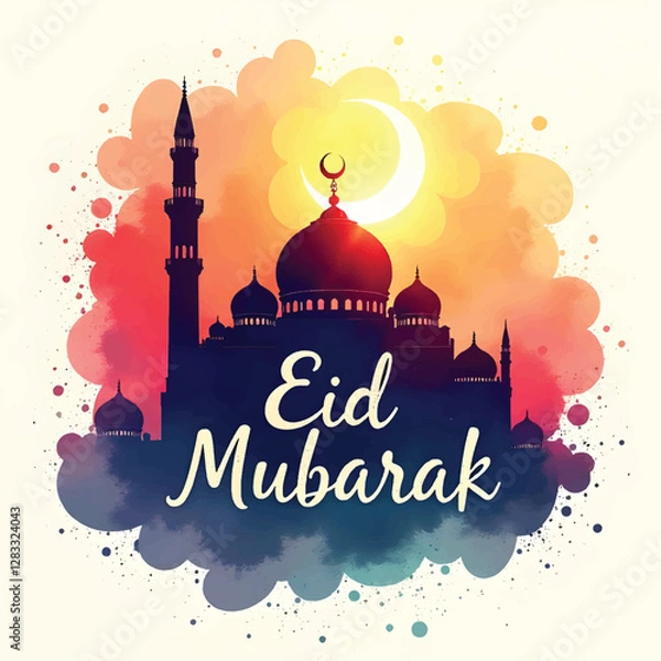 Fototapeta Eid Mubarak social media post and design.
