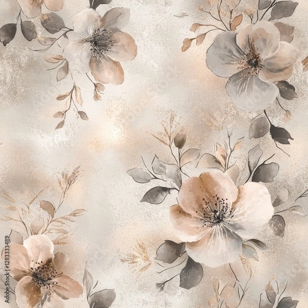 Obraz Floral Elegance: A delicate composition of soft-hued blossoms in a vintage style, revealing timeless beauty.
