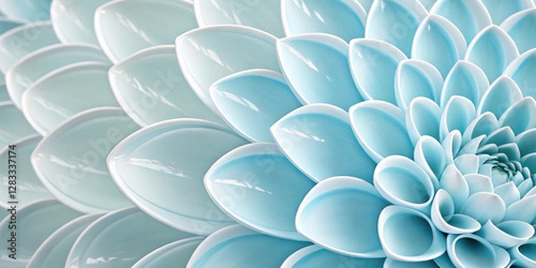 Fototapeta Close-up of a blue succulent flower with symmetrical petals arranged in a spiral pattern resembling an intricate natural fractal