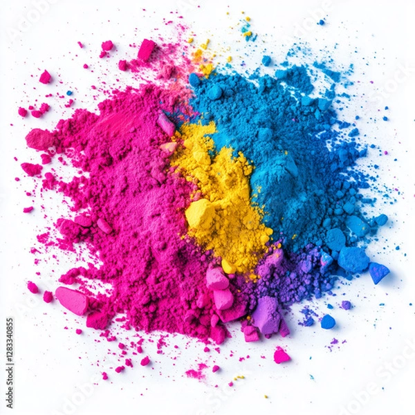 Obraz Holi. Colorful powder (Gulal) in vibrant colors on a white background