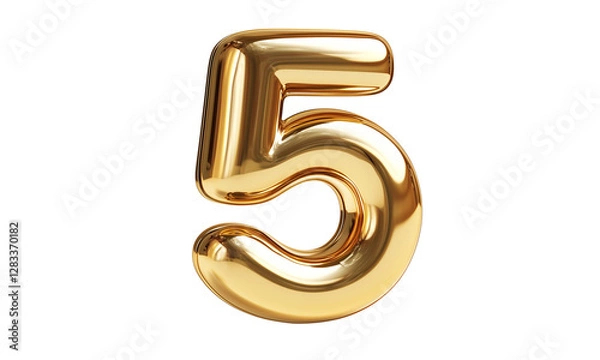 Obraz 3d golden font number 5