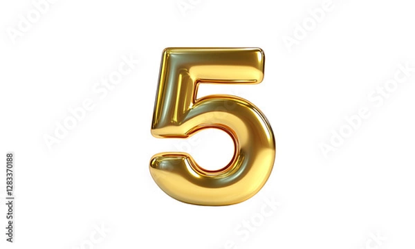 Obraz 3d golden font number 5