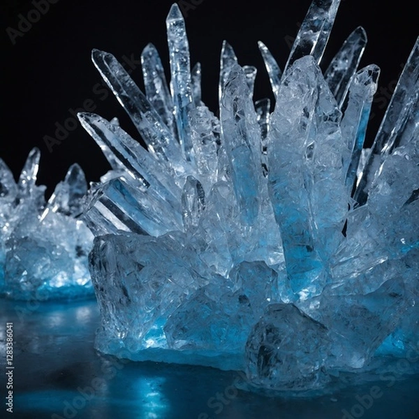 Fototapeta ice on black background