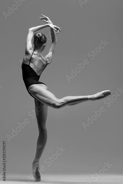 Obraz Young beautiful ballerina is posing in studio