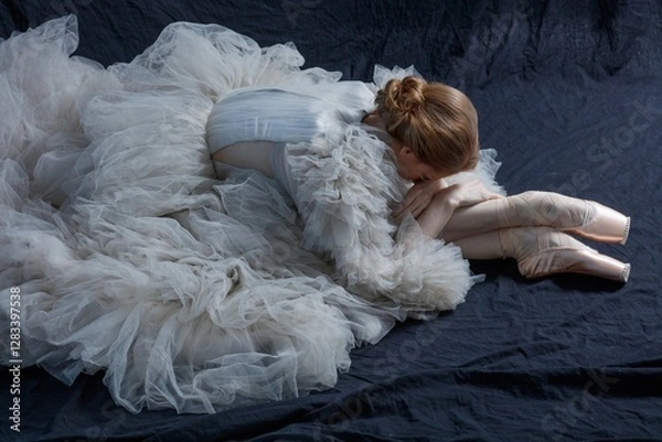 Obraz Young beautiful ballerina is posing in studio