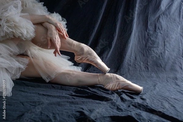 Obraz Young beautiful ballerina is posing in studio