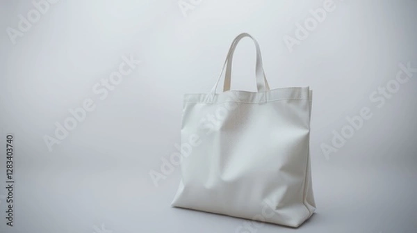 Fototapeta A simple, reusable white cotton tote bag, eco-friendly and perfect for everyday use and carrying groceries.