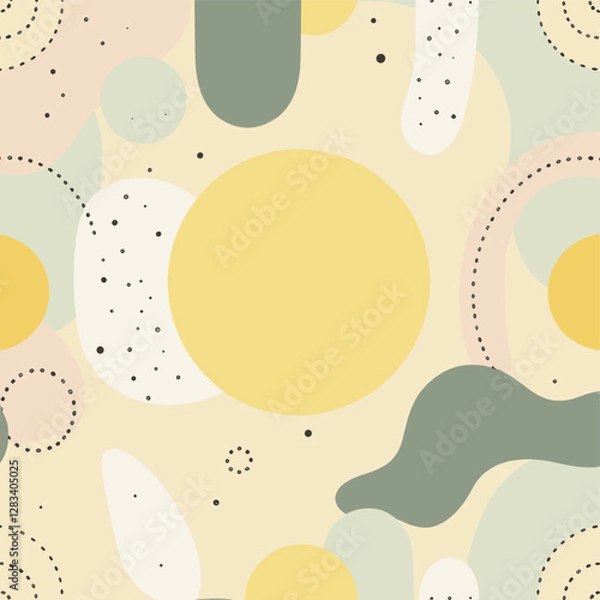 Obraz various shapes and colors, including circles, ovals, and lines, arranged in a visually appealing and harmonious manner.