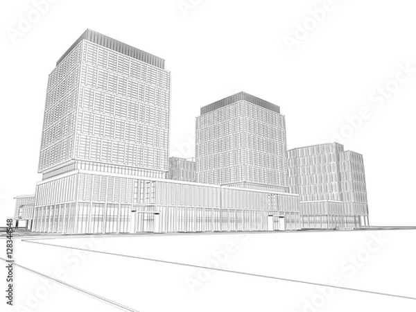 Fototapeta architectural wireframe plan