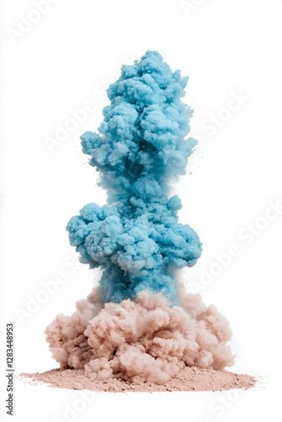 Obraz Vivid Blue Smoke Billowing Among Soft Pink Dust Creating Abstract Dynamics