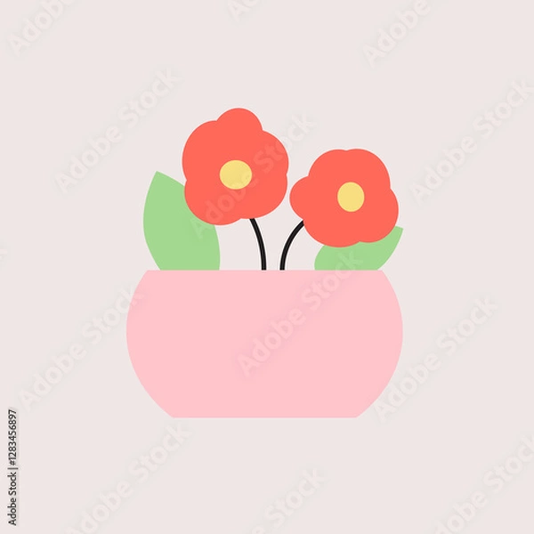 Fototapeta Flat Style Decorative Plants Vector