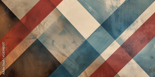 Fototapeta Abstract geometric background pattern. Abstract textured horizontal banner. Flat design style. Digital artwork raster bitmap. AI artwork.	