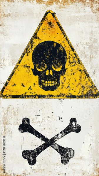 Obraz Skull and Crossbones Warning: A vintage danger sign featuring a skull and crossbones symbol, conveying a potent warning against potential hazards. 