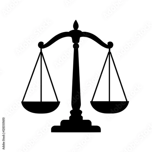 Fototapeta Minimalist black silhouette of a balance scale representing justice and fairness