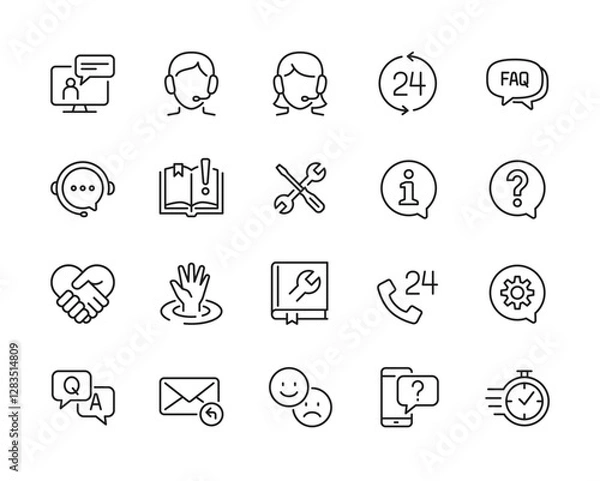 Fototapeta Help and Customer Support related line icon set. - Editable stroke, Pixel perfect at 64x64