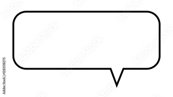 Obraz 吹き出し単一のシンプルなイラスト ベクトル正方形の白黒の境界線。シンプルな線形スタイルのダイアログ チャット クラウド。編集可能なストローク。いたずら書き