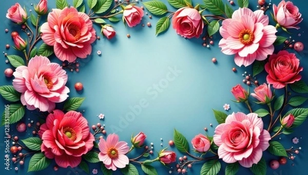 Fototapeta Floral wreath with intricate swirls and curls , natural motifs, ornate details, foliage