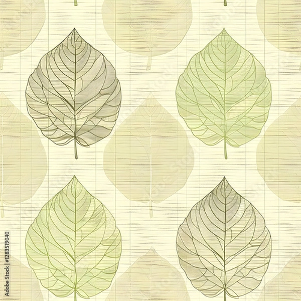 Obraz A patterned design featuring delicate, translucent leaves in soft colors.