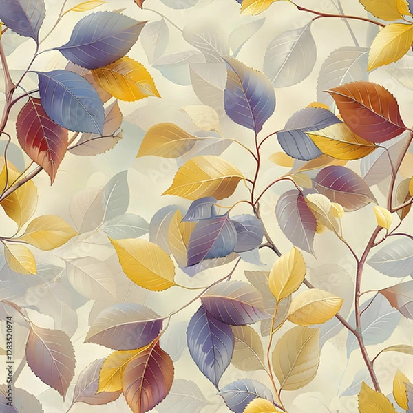 Obraz A seamless pattern of colorful leaves in various shades, creating a decorative design.